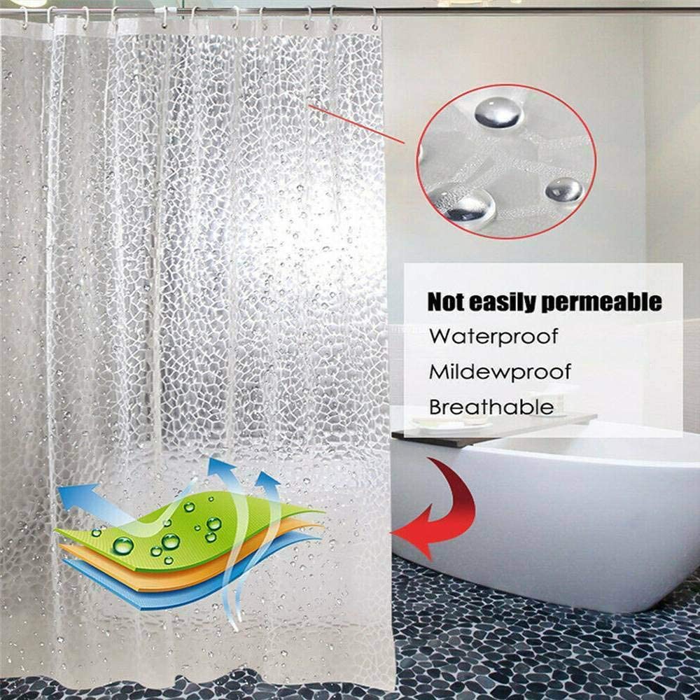 Rèm Cửa Nhà Tắm Trong Suốt Chống Thấm Nước Kích Thước 180X200Cm Kèm 12 Móc Treo Tiện Dụng