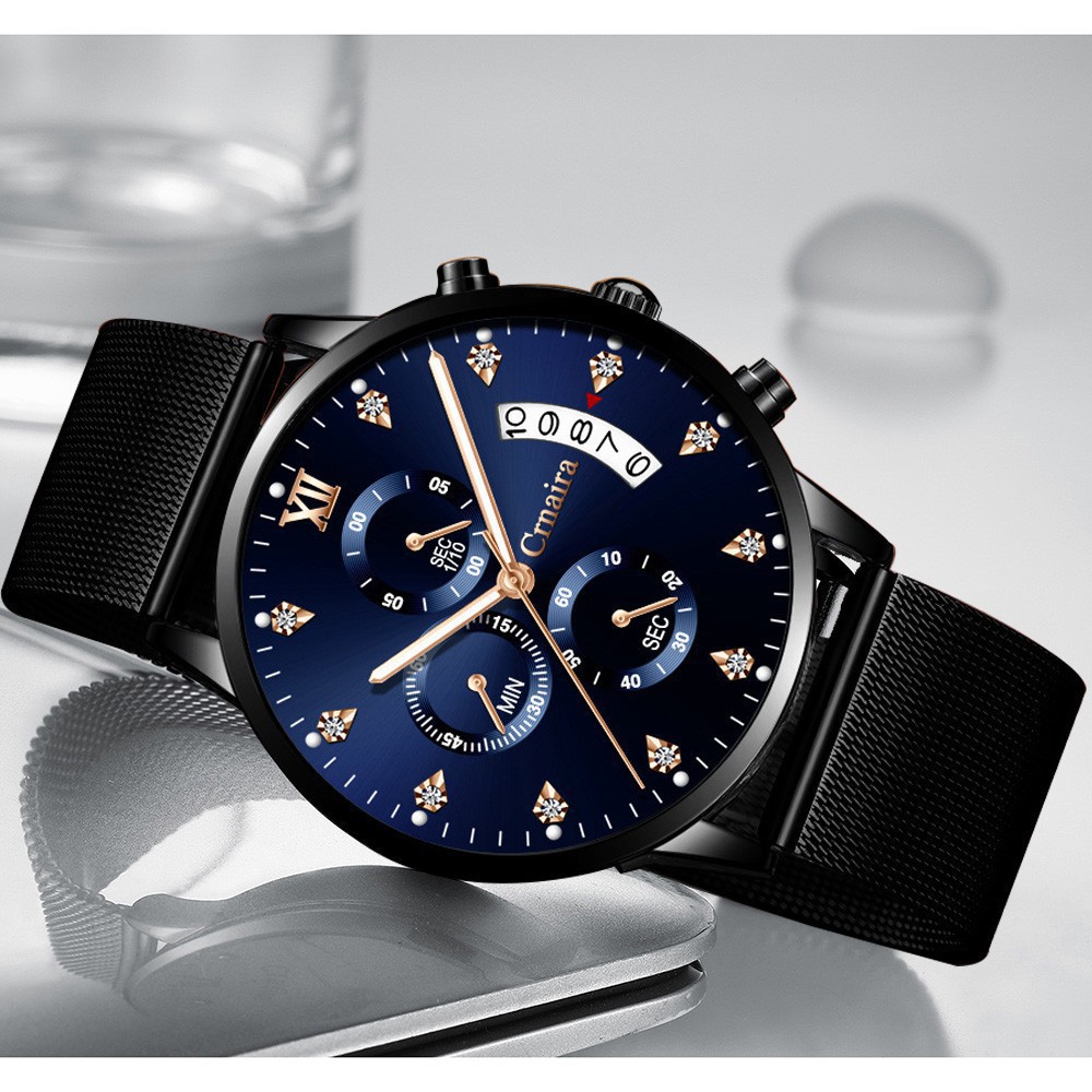 Đồng Hồ Nam Chính Hãng CRNAIRA Japan Dây Thép Mành Cao Cấp, Chạy Full Kim + Lịch Ngày, Kim Dạ Quang | BigBuy360 - bigbuy360.vn