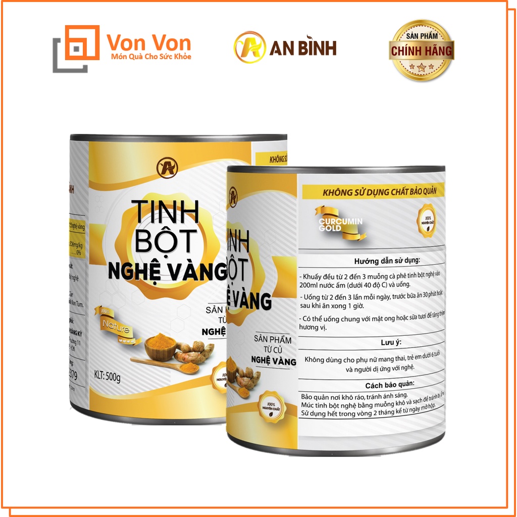 Combo 2 hộp tinh bột nghệ vàng an bình 500gr có kiểm nghiệm attp và chứng - ảnh sản phẩm 2