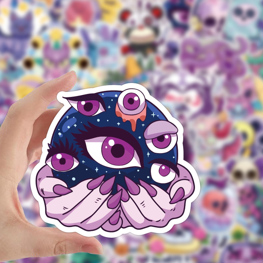 Hình dán Sticker 50 tấm graffiti hoạt hình /kinh dị chống nước dán mũ bảo hiểm, dán xe, điện thoại, 107