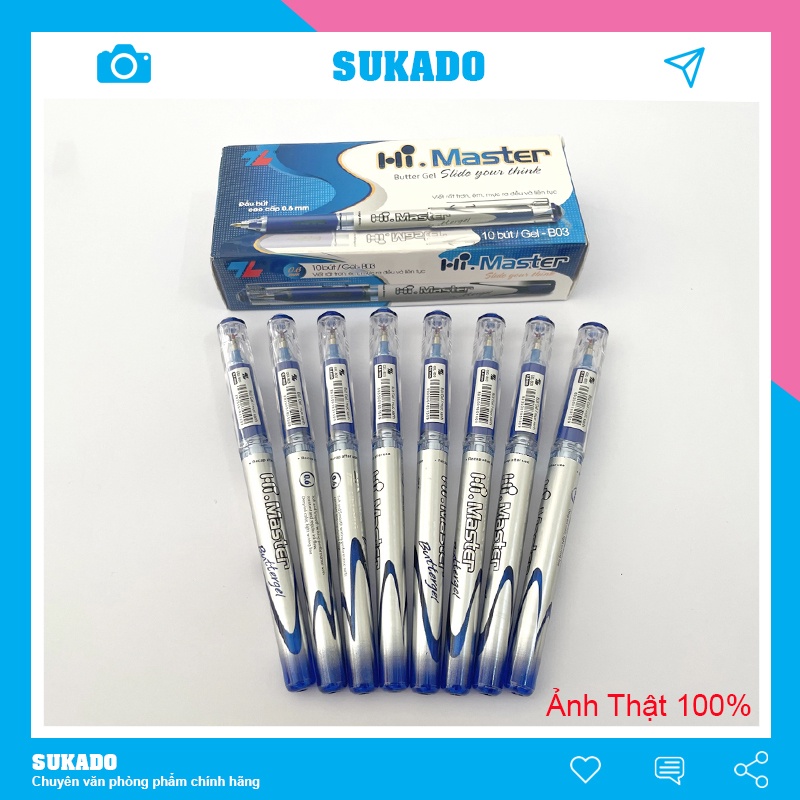 Bút gel Thiên Long Hi Master, với đầu bút 0.6mm cho đường bút trơn và đẹp SUKADO