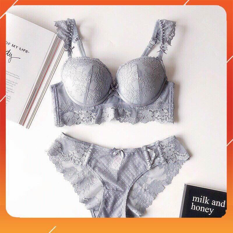 Set bộ đồ lót nữ ren áo không gọng, đệm mút 3cm dành cho các nàng có V1 trung bình nhỏ, Mã B25288