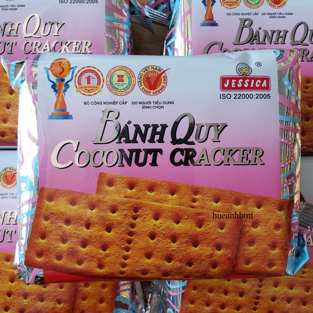 Bánh Quy Coconut Cracker Jessica Bạc Vuông gói 178g