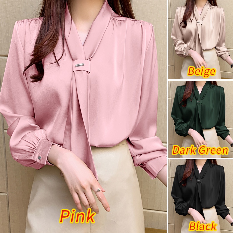 Áo kiểu Zanzea tay dài cổ chữ v thắt dây phong cách thanh lịch thời trang cho nữ