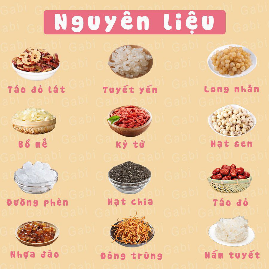 Set nguyên liệu chè dưỡng nhan 12 vị (18-20 chai)