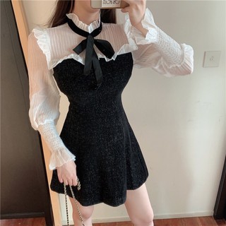 Đầm QC cao cấp nhung phối ren