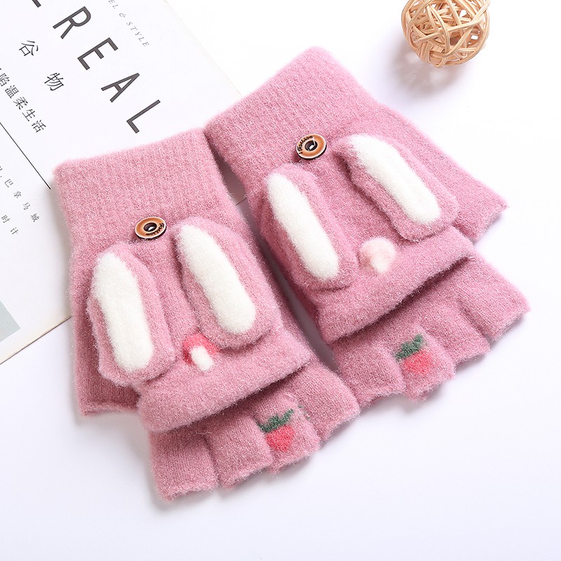 Găng tay hở ngón giữ ấm mùa đông phong cách Hàn Quốc đáng yêu