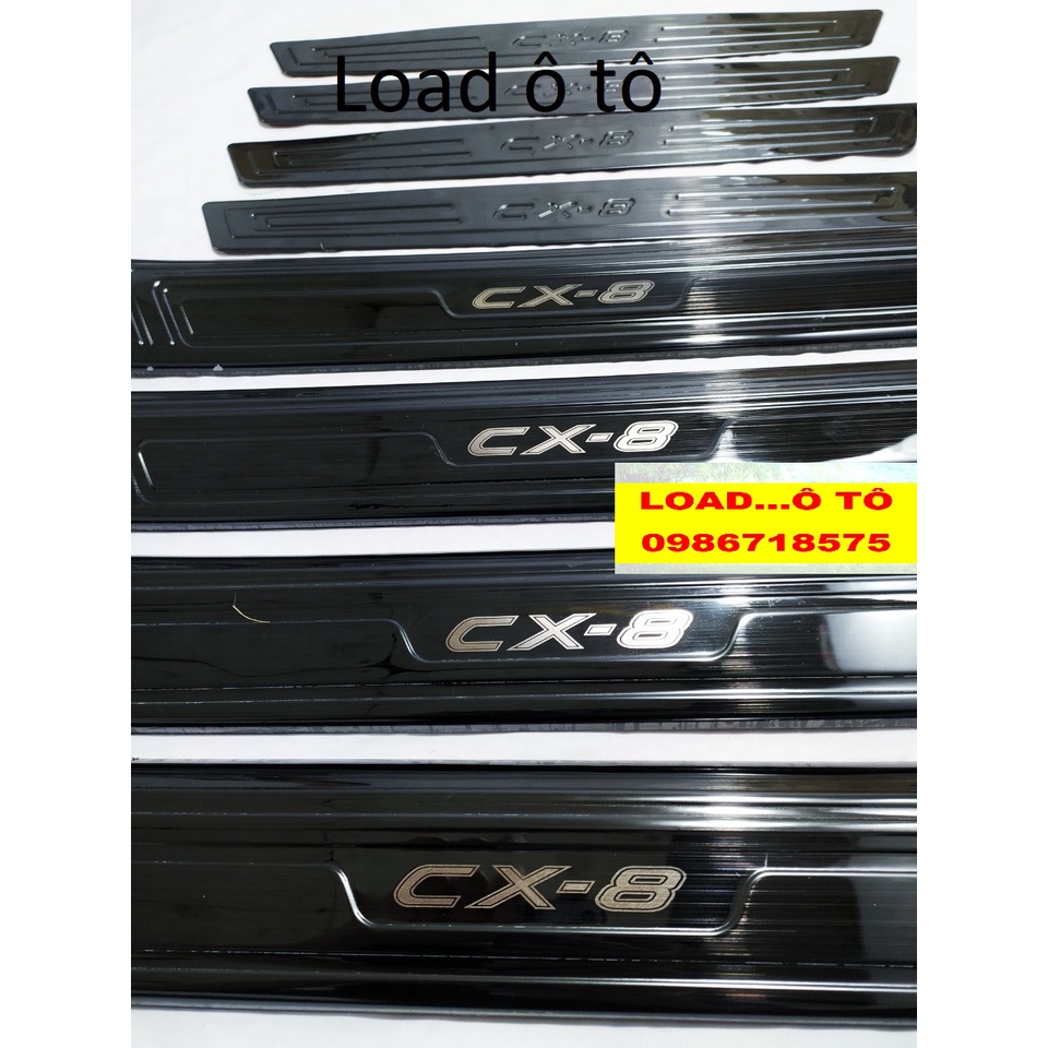 Ốp Bậc Cửa, Nẹp Bước Chân Trong, Ngoài Mazda CX8 2023-2020 Chất Liệu Titan Cao cấp