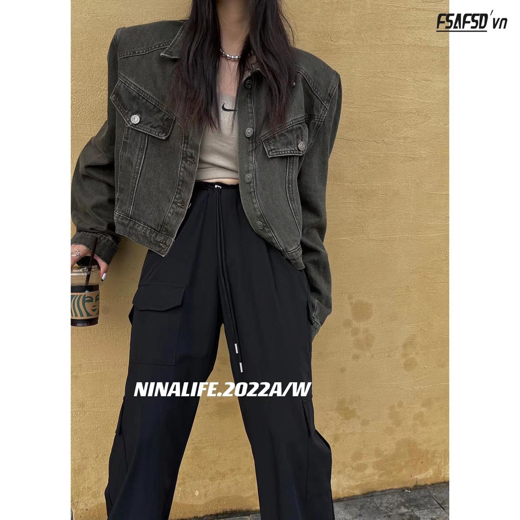 Áo Khoác Denim Dáng Rộng Thiết Kế Mới Thời Trang Mùa Thu Theo Phong Cách Hàn Quốc