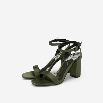 Vascara Giày Ankle Strap Hoa Đỗ Quyên - Màu Xanh Rêu