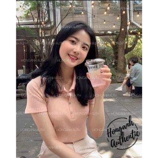 Áo tăm cổ bẻ cúc ngắn tay cho nữ