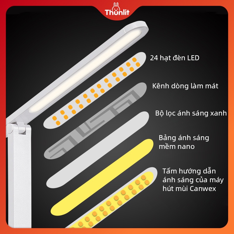 Đèn bàn Thunlit có thể điều chỉnh 3 chế độ sáng cổng sạc usb tiện dụng