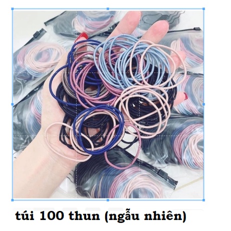 Túi zip 100 sợi thun cột tóc, chun buộc tóc du lịch siêu dễ thương, dây buộc tóc co giãn