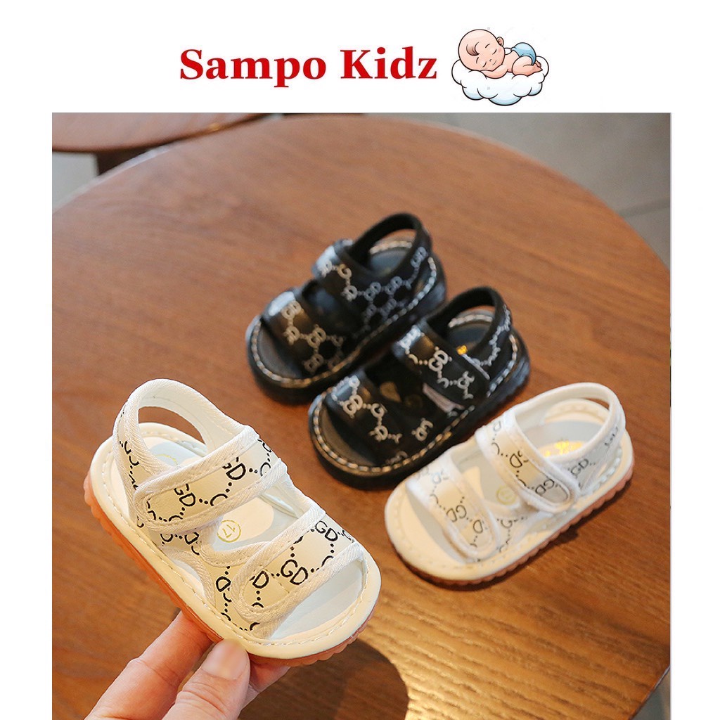 Sandal tập đi cho bé đế mềm chống trơn trượt có kèn kêu tít tít