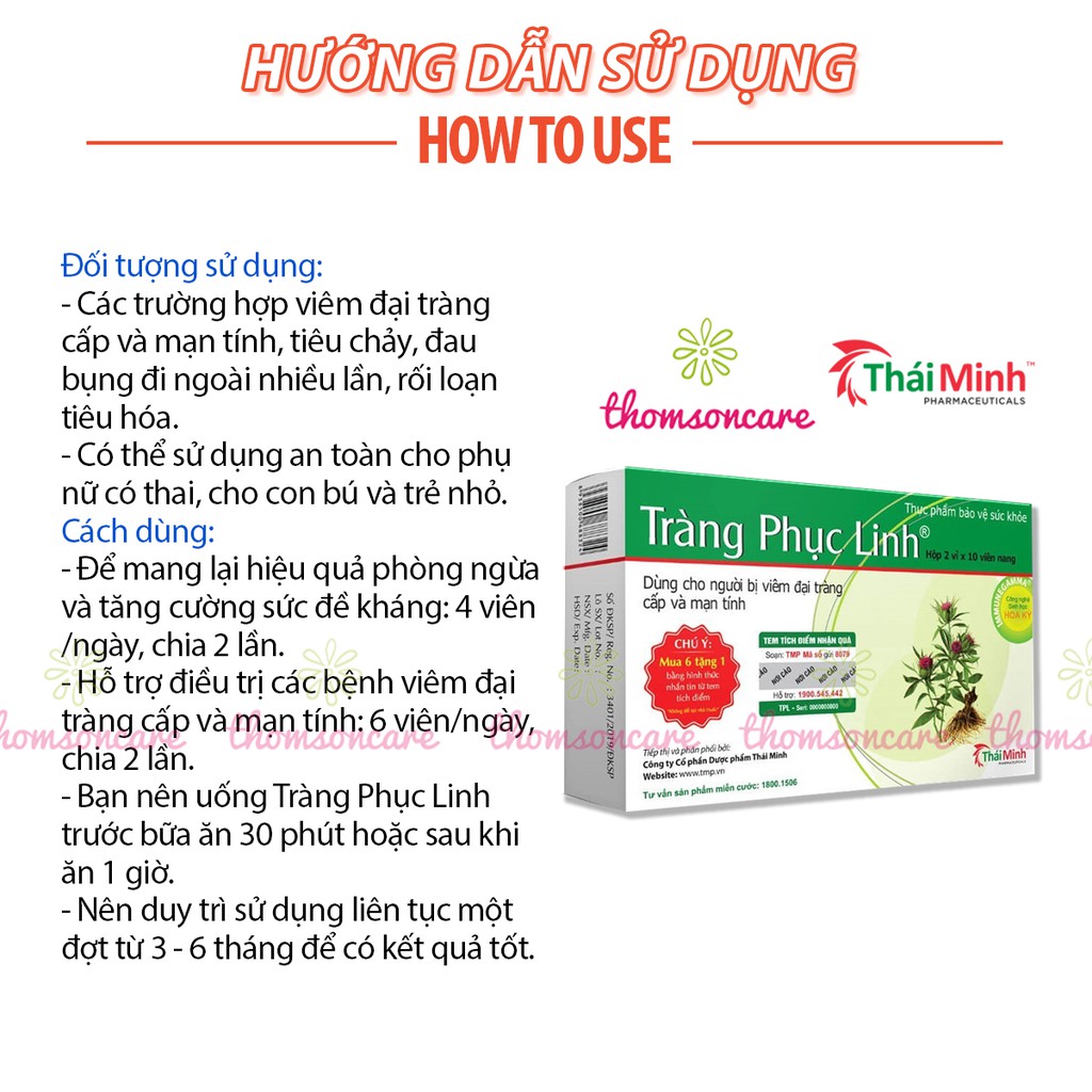 Tràng Phục Linh xanh - Mua 6 tặng 1 bằng tem tích điểm, hỗ trợ giảm rối loạn tiêu hóa, tốt cho đại tràng