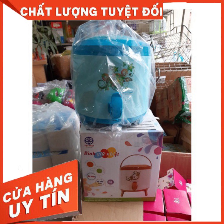 Bình Giữ Nhiệt Có Vòi Rót Và Quai Xách Nhựa Việt Nhật Loại To Cao Cấp 6L - 8L - 10L Thùng đá giữ nhiệt Cao Cấp