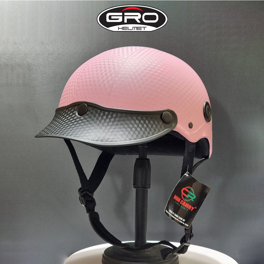 Mũ bảo hiểm nửa đầu chính hãng GRO helmet sơn vân carbon nhiều màu cá tính size 53-57cm