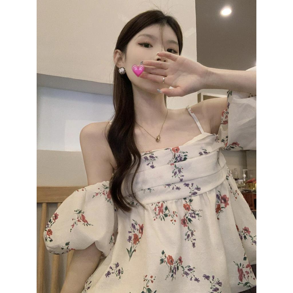 Áo Hoa Trễ Vai Dáng Ngắn Thời Trang Quyến Rũ 63453