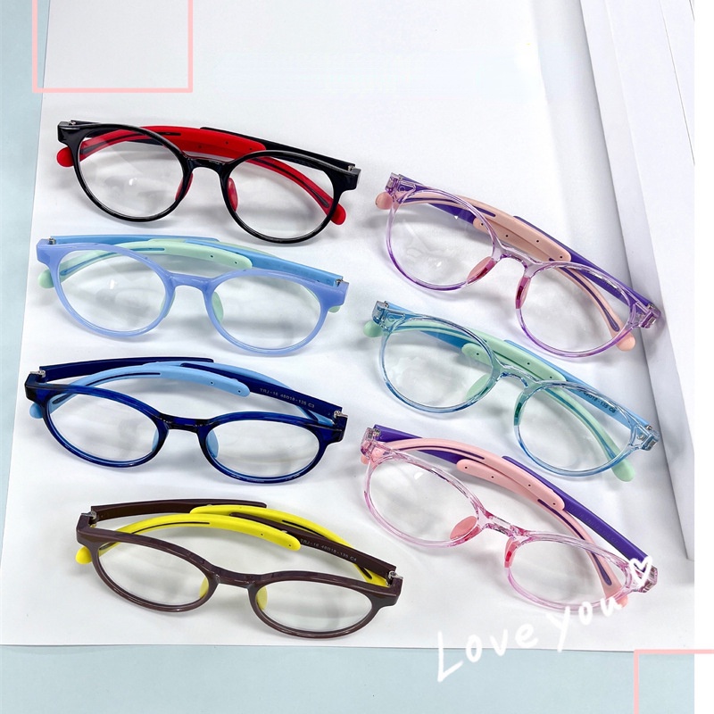 Kính mắt JIUERBA gọng tròn phối silicone chống tia bức xạ thời trang chất lượng cao dành cho bé trai và bé gái