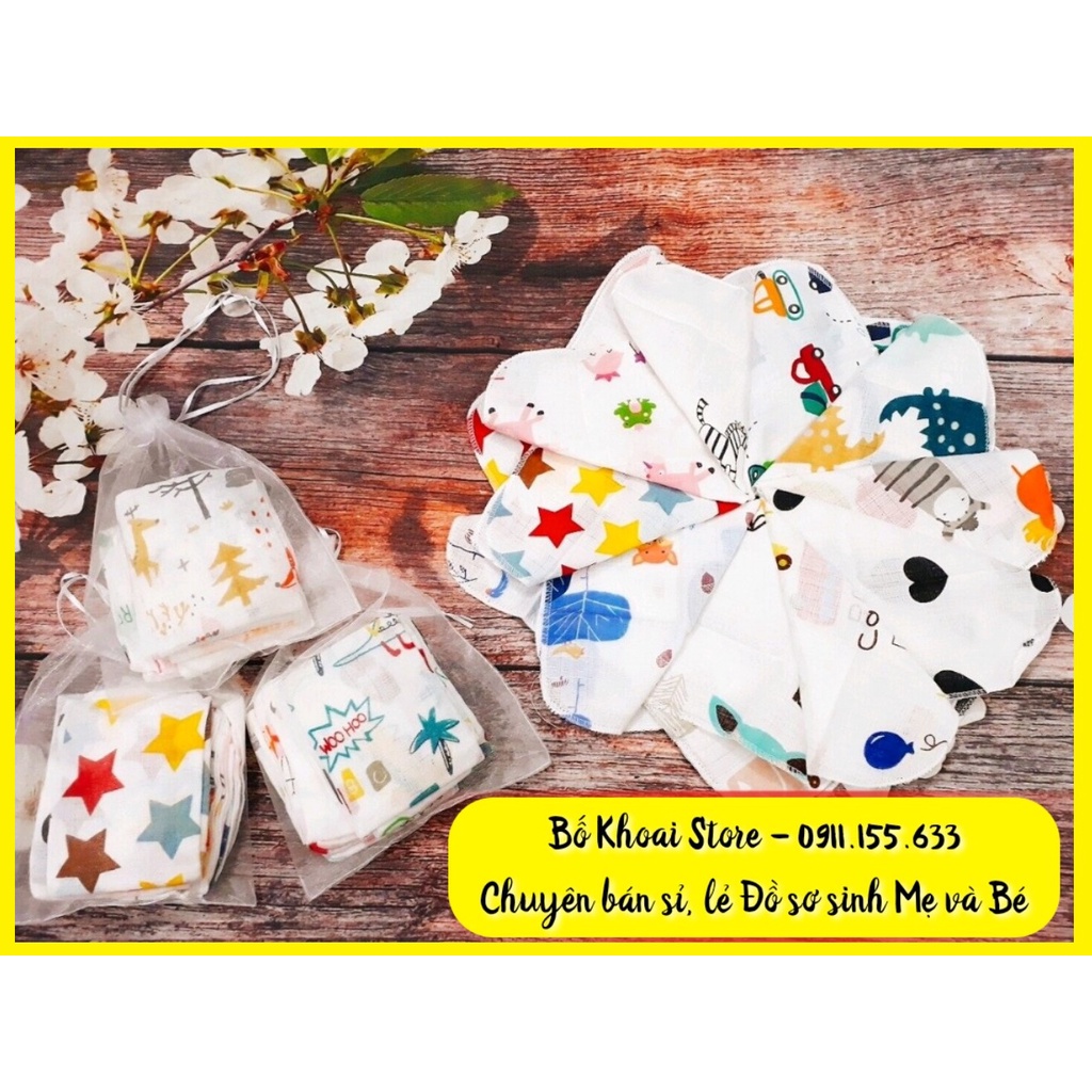 Khăn xô sữa sợi tre Aden - Set 10 khăn xô sợi tre Aden túi lưới cho bé - BoKhoaiStore