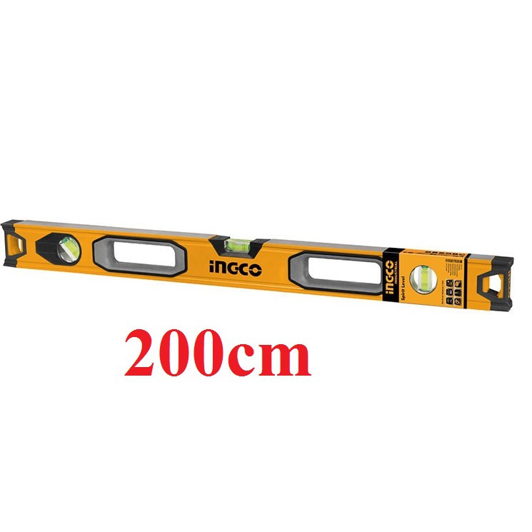 Thước thủy INGCO HSL08200 200cm - Nhôm cao cấp, khe hình chữ V
