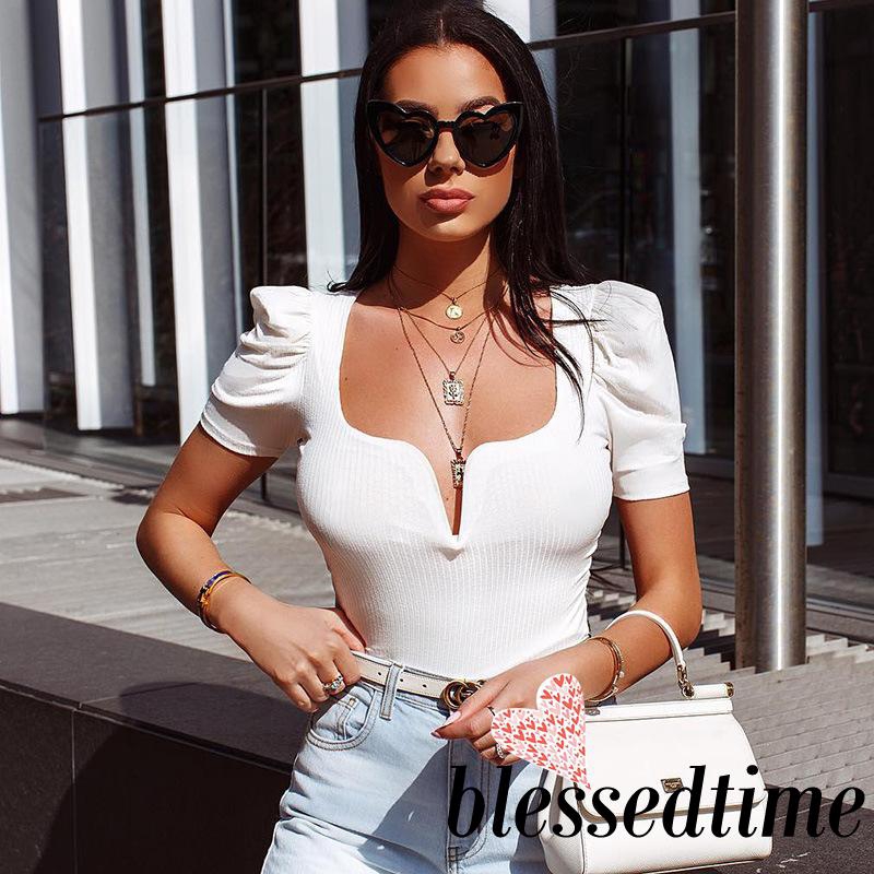 Jumpsuit Tay Ngắn Cổ Chữ V Màu Trơn Thời Trang Cho Nữ | BigBuy360 - bigbuy360.vn