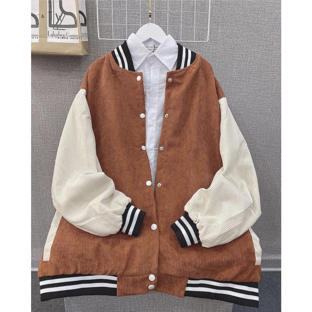 Áo Khoác Bomber Trơn Áo Khoác Chất Nhung Dày Dặn Form Rộng Unisex Nam Nữ Mặc Thoải Mái [Ảnh Thật]