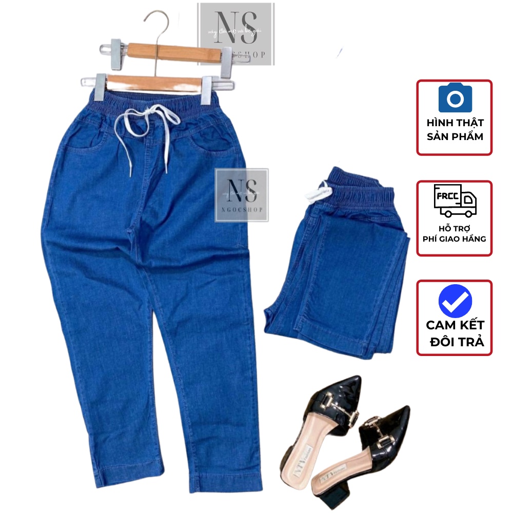 Quần jeans giấy baggy nữ lưng chun size S M L