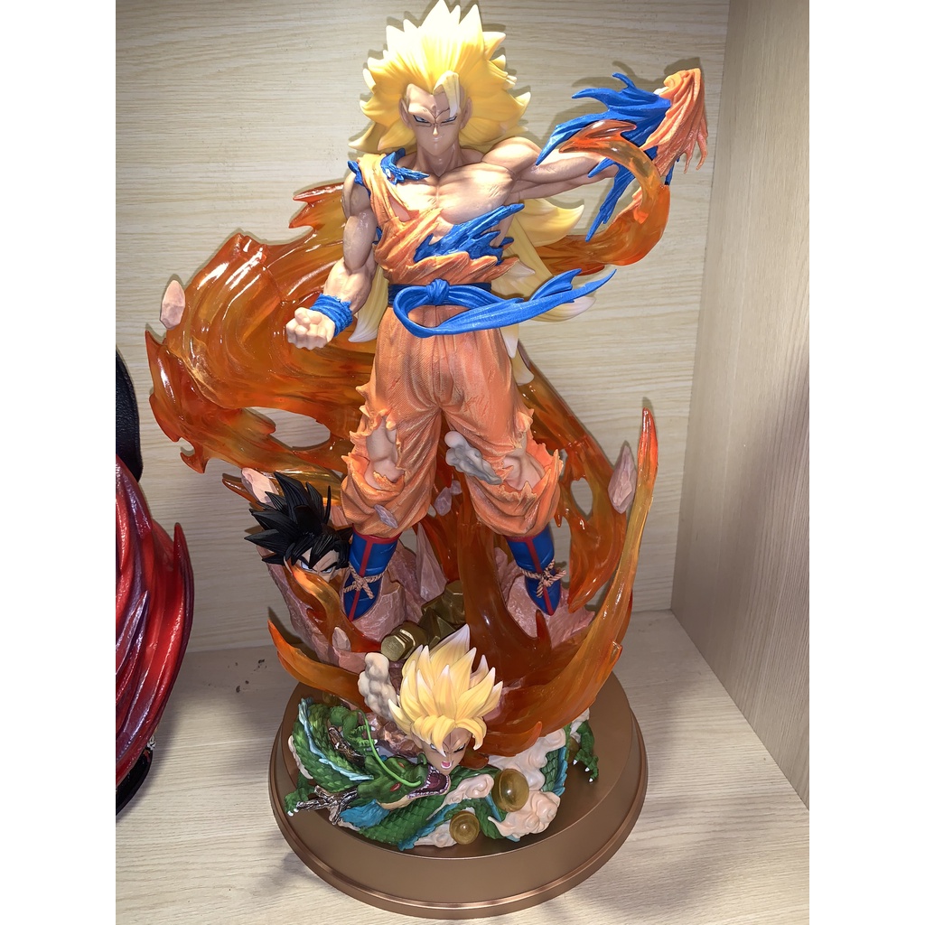 (Hết hàng) Mô hình Dragon ball Goku xé áo supper saiyan 3 đầu 45cm