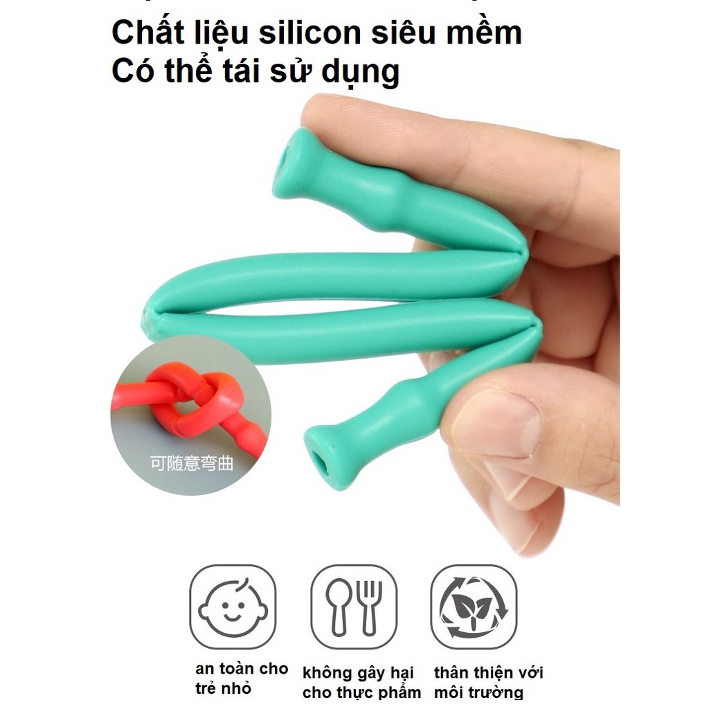 ❄Ống hút silicone ❤️LOCK & LOCK❤️ dùng nhiều lần, có thể gập lại, có kèm cọ vệ sinh dễ dàng