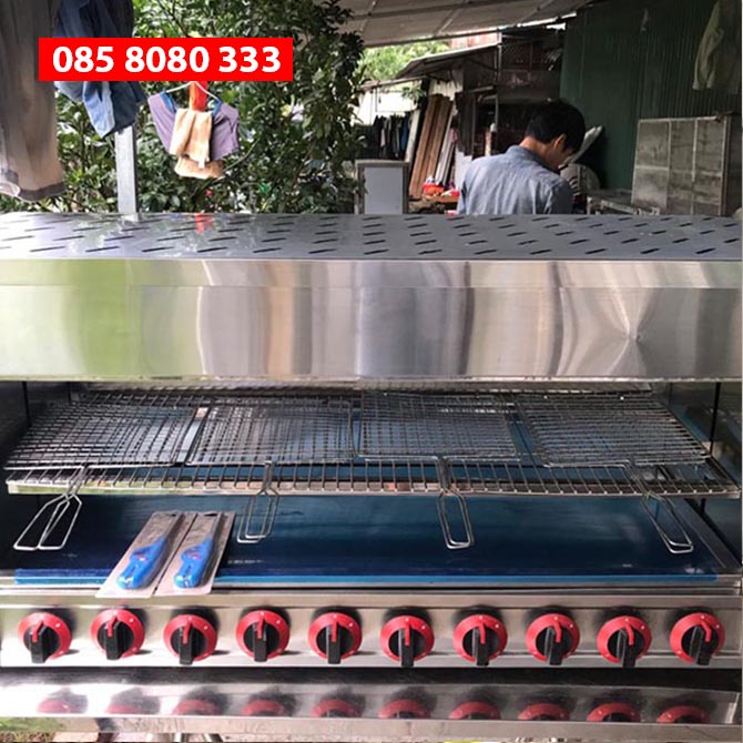 Lò nướng Salamander 10 họng đốt gang đúc dùng gas