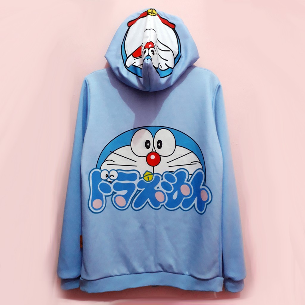 Doraemon Áo Khoác Dày Dặn Mềm Mại Màu Xanh Dương In Hình Doremon Dễ Thương