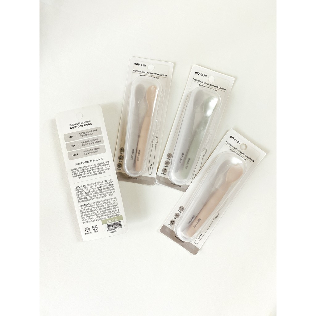 Thìa ăn dặm , Muỗng ăn dặm bằng Silicon Moyuum cho bé Từ 6M+ Hàn Quốc/ Muỗng ăn dặm Silicon Moyuum cho bé từ 6 tháng