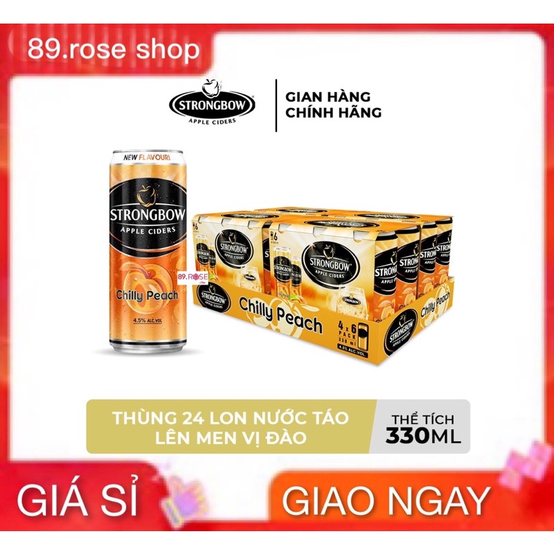 Thùng Strongbow Chilly Peach-Nước táo lên men vị đào- Date luôn mới giao ngay