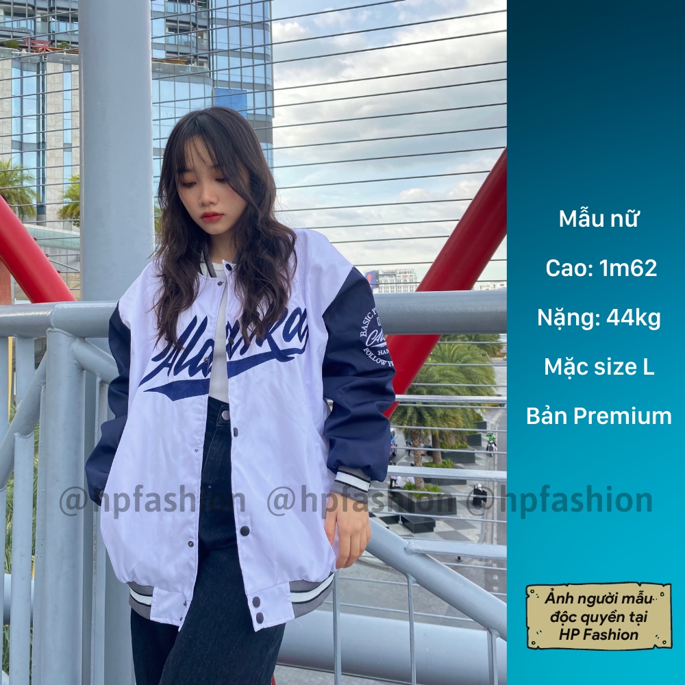 Áo bomber Varsity Jacket form rộng Alaska vải dù cao cấp ❤️ Áo khoác bóng chày dáng Unisex nam nữ D09 - Happy Style