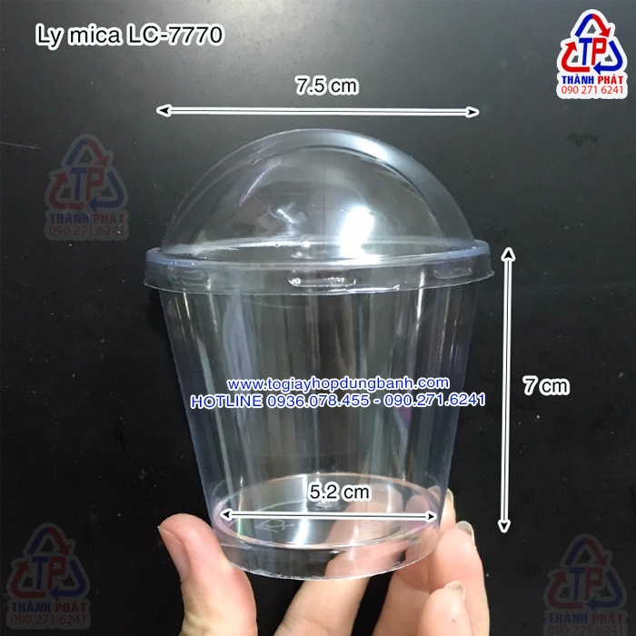 50 Ly tiramisu nắp cầu LC-7770 - Ly nhựa cứng đựng panna cotta, bánh mousse