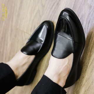 Giày Lười Da Bóng Nam Giá Rẻ -Tăng Chiều Cao 3cm - Mã X101 Màu Đen - Hàng VN