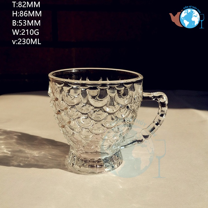 Bộ 6 ly đuôi cá có quai thủy tinh uống trà xinh xắn