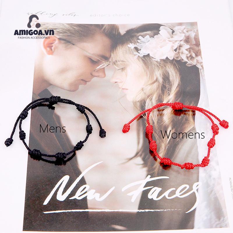 Vòng Đeo Tay Bện Dây Đỏ Bảy Phần Bảy Thắt Nút