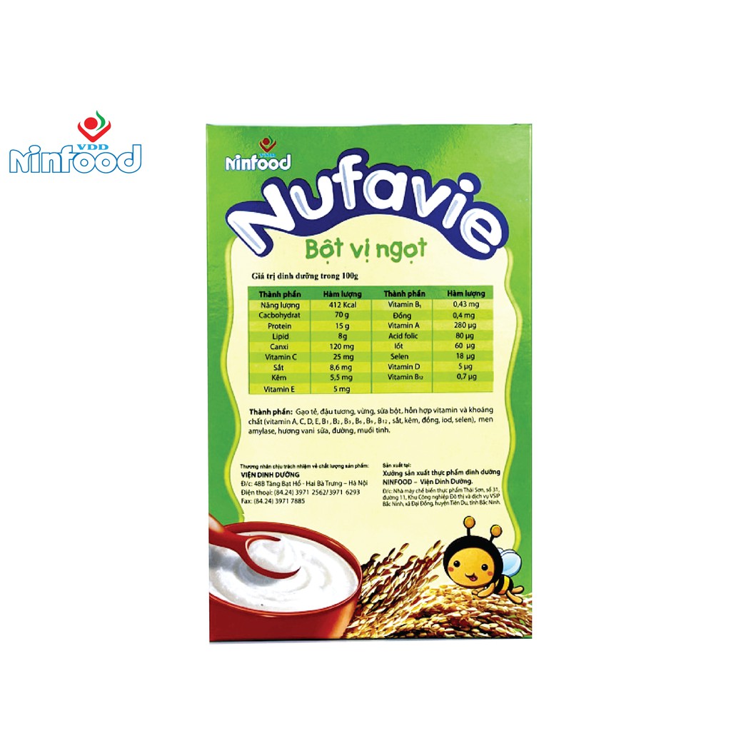 Bột dinh dưỡng Nufavie - Viện Dinh dưỡng Quốc gia NINFOOD - hộp 250g