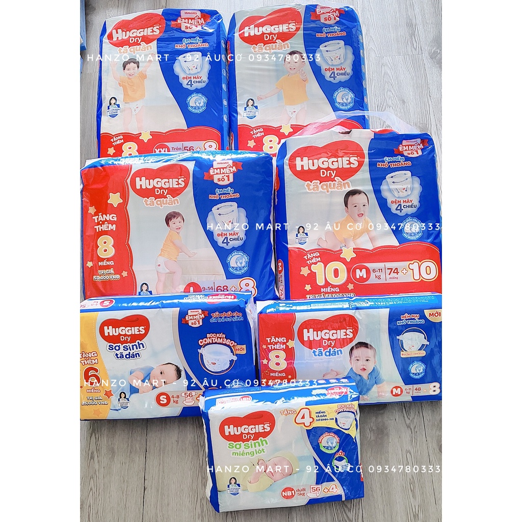 Bỉm Huggies quần/dán đủ size M74/L68/XL62/XXL56