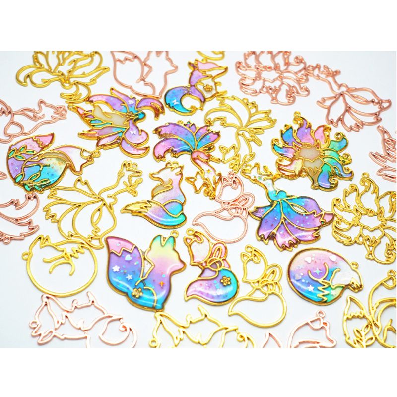 Bộ 10 Khung Mặt Dây Chuyền Hình Cáo Thông Minh Bằng Resin UV DIY