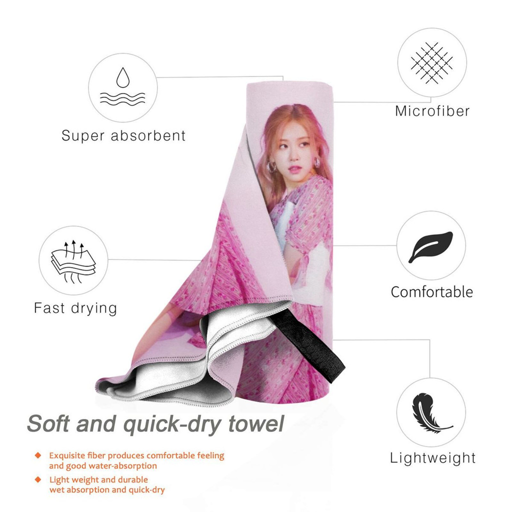 【In Stock】 BlackPink Rose Pink Theme Towels Multifunctional Quick-drying Towels Fashion Printed Pattern Towels Unisex Style Comfortable Soft Absorbent Superfine Fiber Absorb Water and Sweat Towel For Sports Travel Daily Life