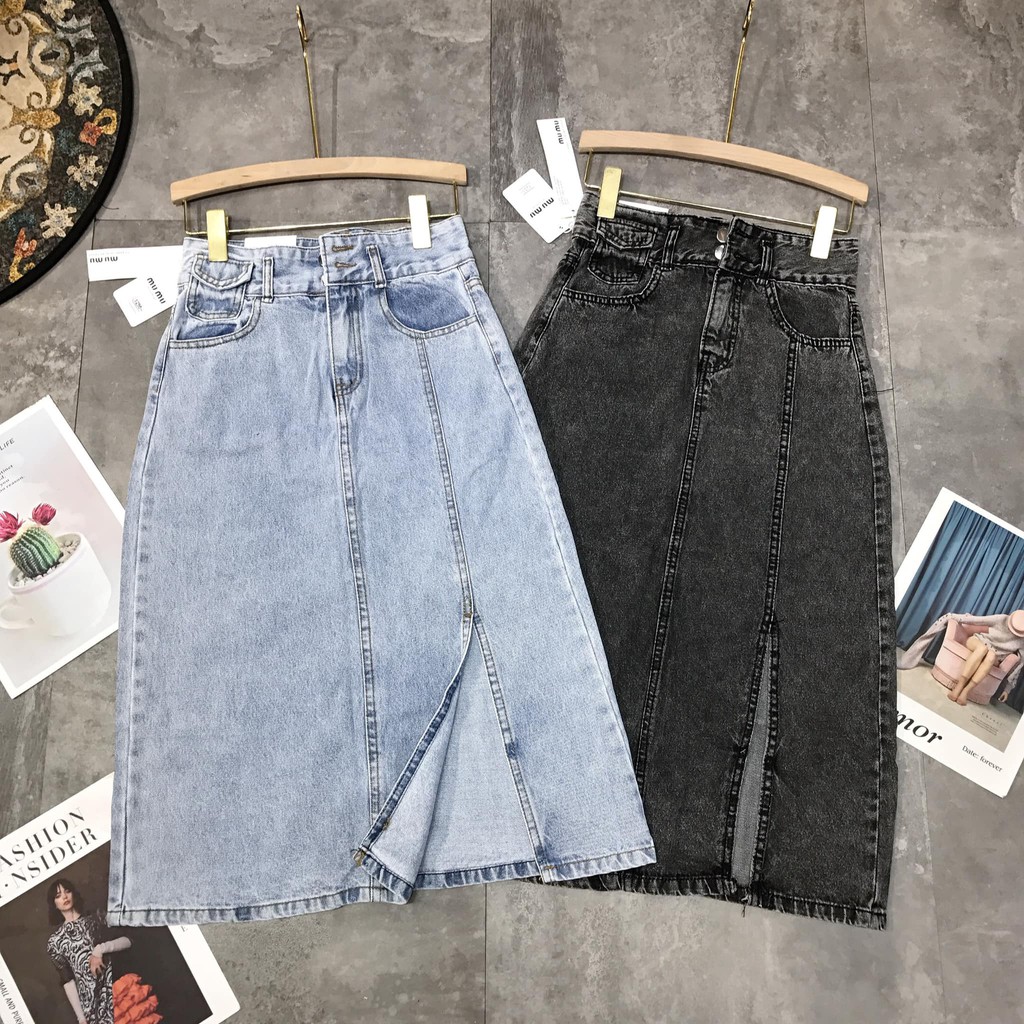 Chân váy jeans xẻ lệch mã 1250-1251 ( kèm ảnh thật) | BigBuy360 - bigbuy360.vn