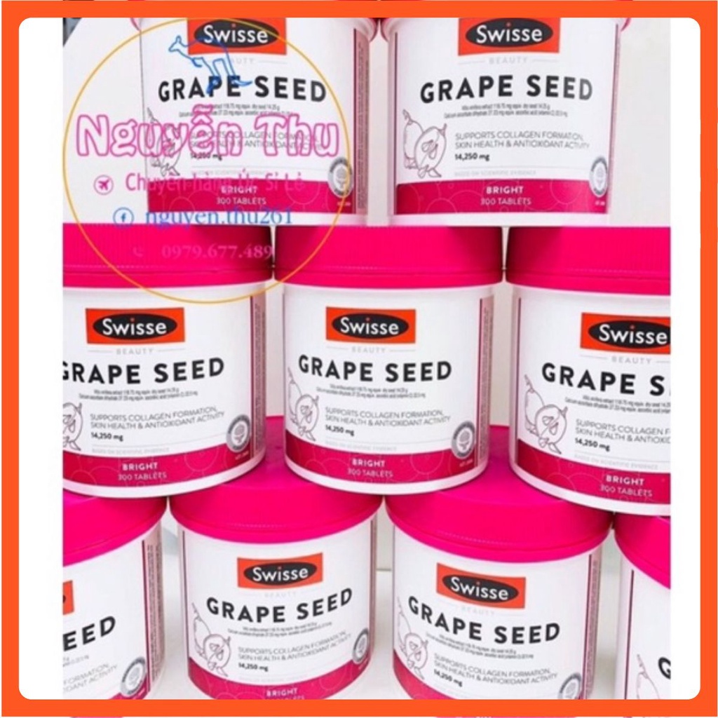 (Chính_hãng) Tinh chất hạt nho Grape Seed hàm lượng cao - Swisse Grape Seed 14250mg 300 viên Úc