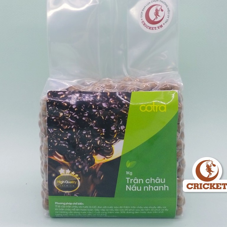 Trân Châu Đen Nấu Nhanh Cotra (Túi 1kg) Caramel, Trắng, Hoàng kim làm trà sữa trân châu đen ngon như trân châu đài loan