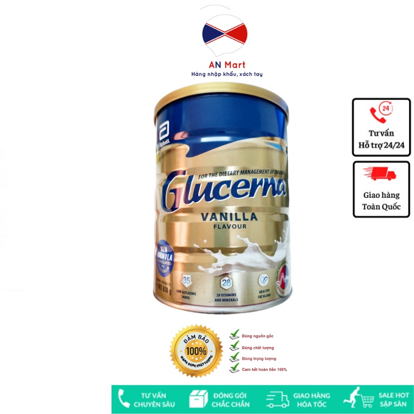 Sữa Glucerna 850g Nhập Khẩu Úc Sữa Tiểu Đường Hoặc Cho Người Tiền Tiểu Đường Date Xa bay Air Anmart