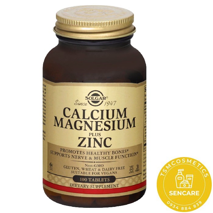 Thực Phẩm Bảo Vệ Sức Khỏe CALCIUM MAGNESIUM PLUS ZINC SOLGAR 100 viên | Thế Giới Skin Care