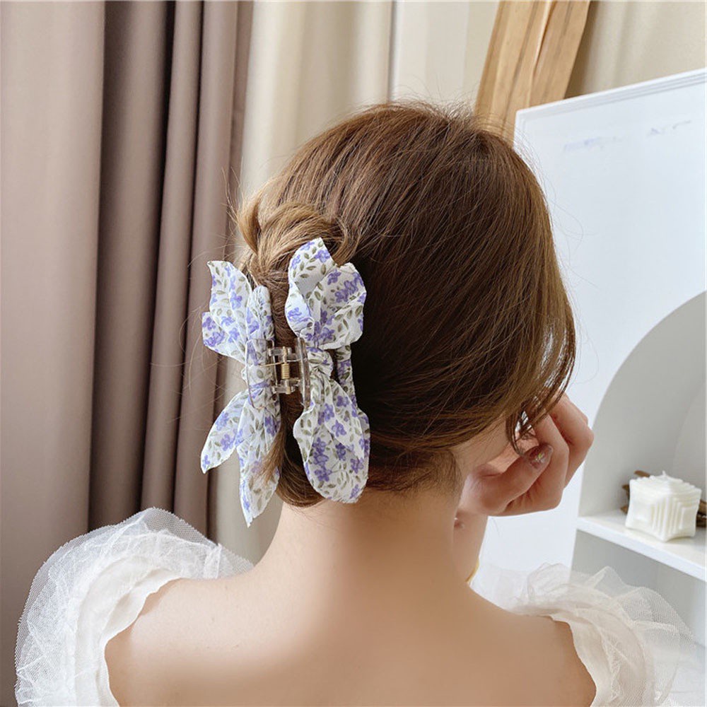 Kẹp Tóc Càng Cua Bằng Acrylic Đính Nơ Nhiều Màu Thời Trang Hàn Quốc Cho Nữ