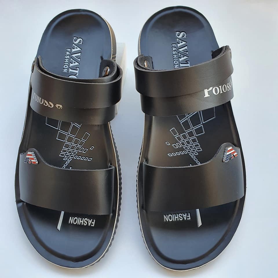 Freeship - Dép nam da cao cấp lẻ size sale - Chữ Poioss